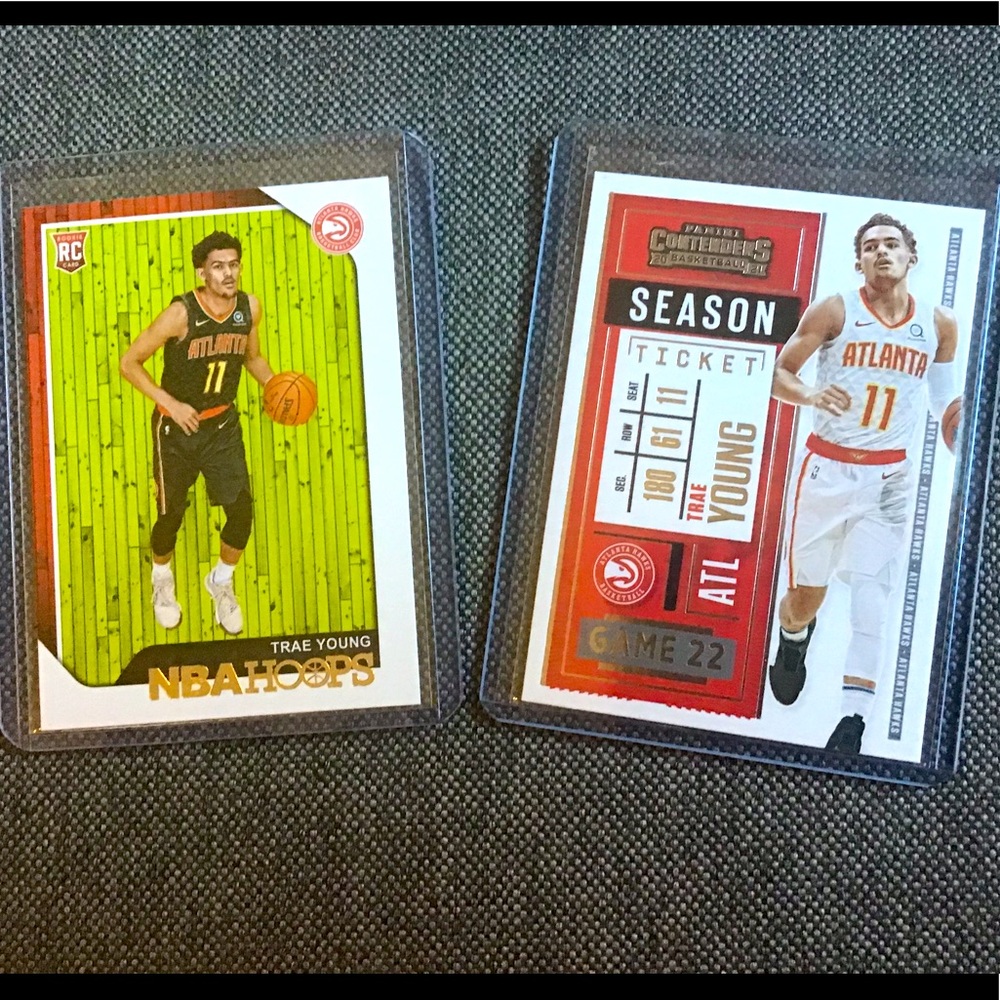 Trae Young 2018 Panini NBA Hoops Rookie Card & Panini Contenders Atlanta…